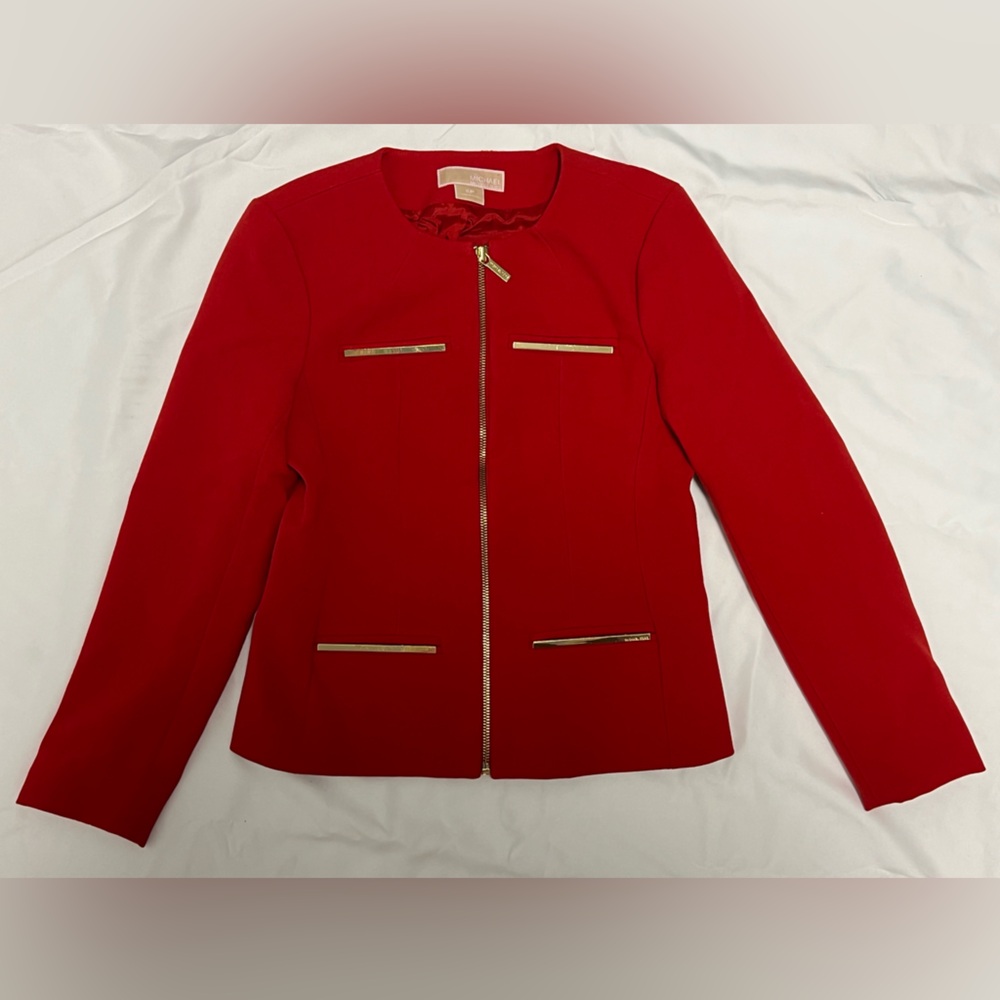 Michael Kors Red Blazer with Gold Accents